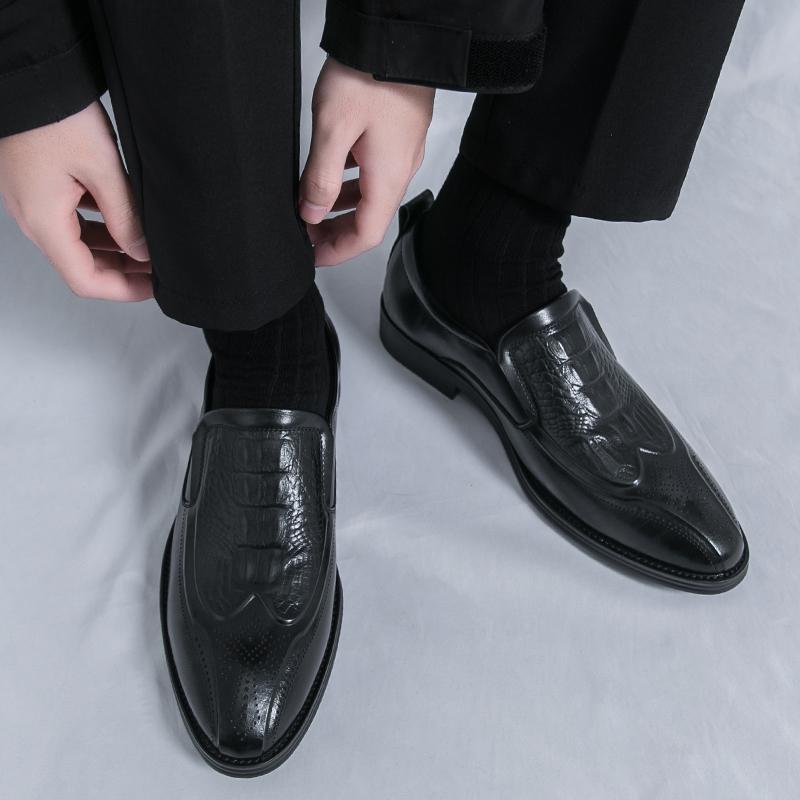 Men Loafers Dress Business Office Formal Shoes Black Brown Retro Leather Shoes Plus Size