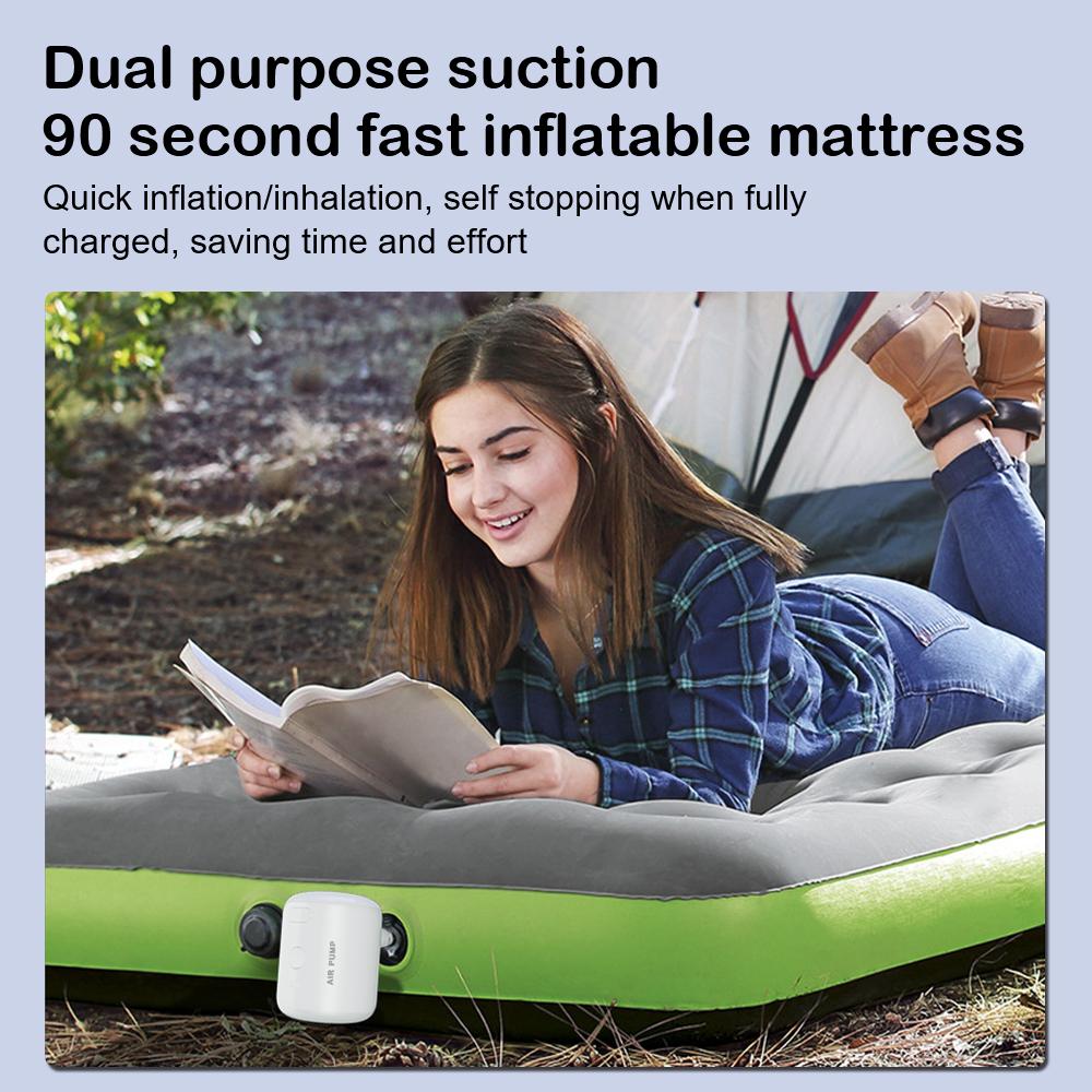 Outdoor camping quick inflation deflation cordless portable air pump with LED light mini air compressor rechargeable 4KPa 4 outlet nozzle
