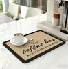Rattan Texture Coffee Bar Waterproof Kitchen Mat Vintage Cafe Bistro Style Kitchen Countertop Absorbent Non Slip Pad