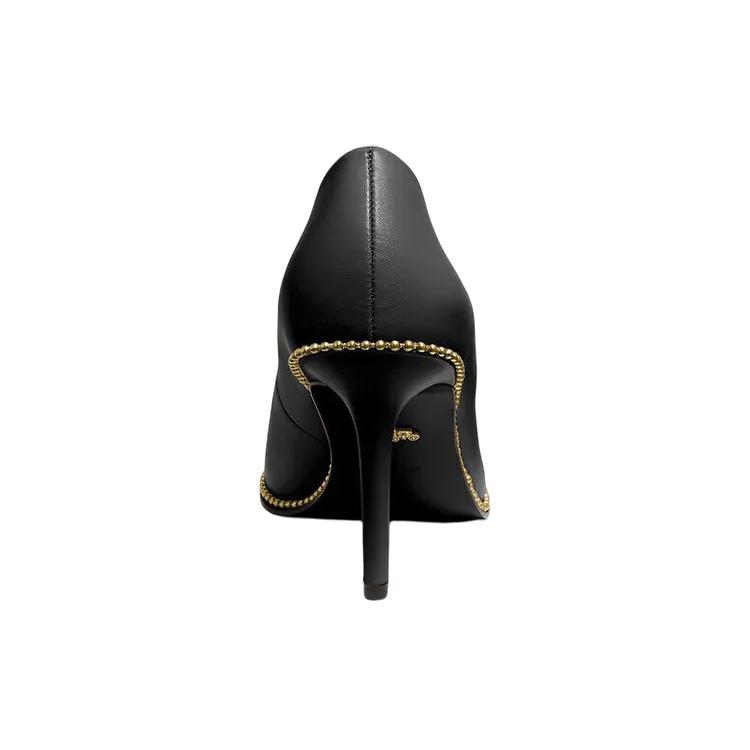 COACH Waverly Leather Slim Heel High Heels 8.5cm Women's Black (Unisex) High Heels G3935 BLK