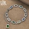 925 sterlingsølv firkantet innlagt flerfarget AAA-sirkonarmbånd mote bryllupssmykker