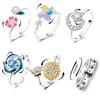 Original 925 Silver Rotatable Stars Sunflower Dolphin Open Rings for Women Girls Jewelry Birthday Anniversary Engagement Gifts