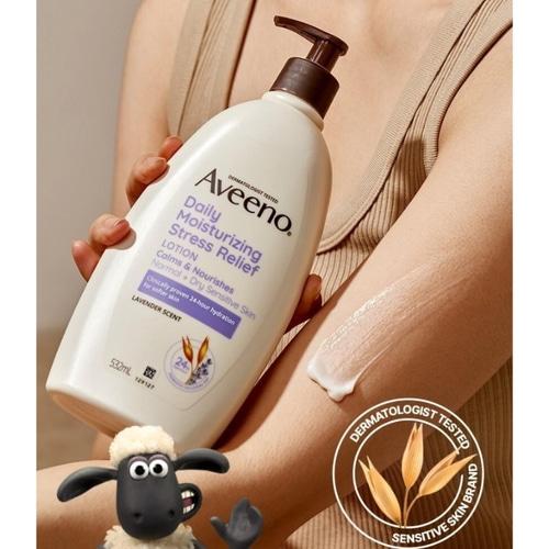 AVEENO Stress Relief Body Lotion 532ml + Wallace&Gromit Random Keychain Set 2items