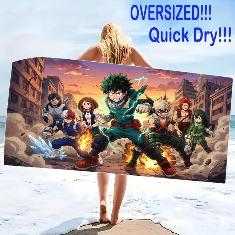 My Hero Academia Print Beach Towel, Large Soft Quick Dry Towel for Beach Camping Swimming