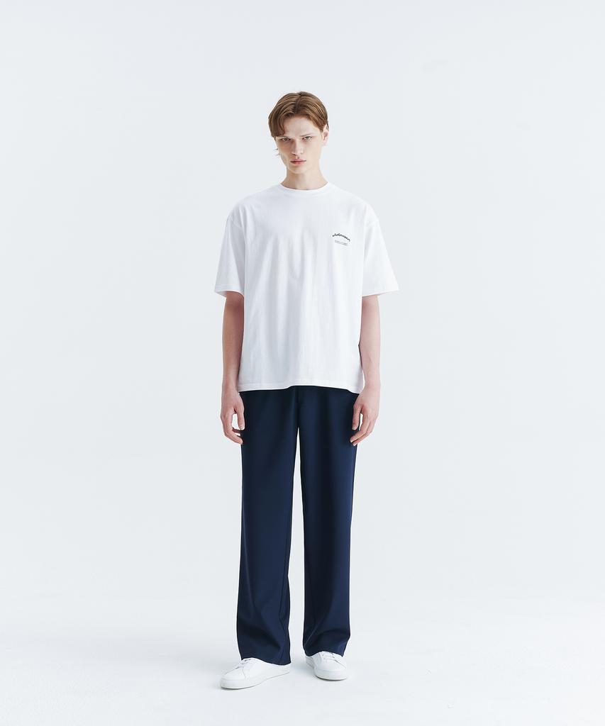 WHOLOVESART [Summer Fabric Added] Unisex Semi-Wide Elastic Waist Slacks Navy