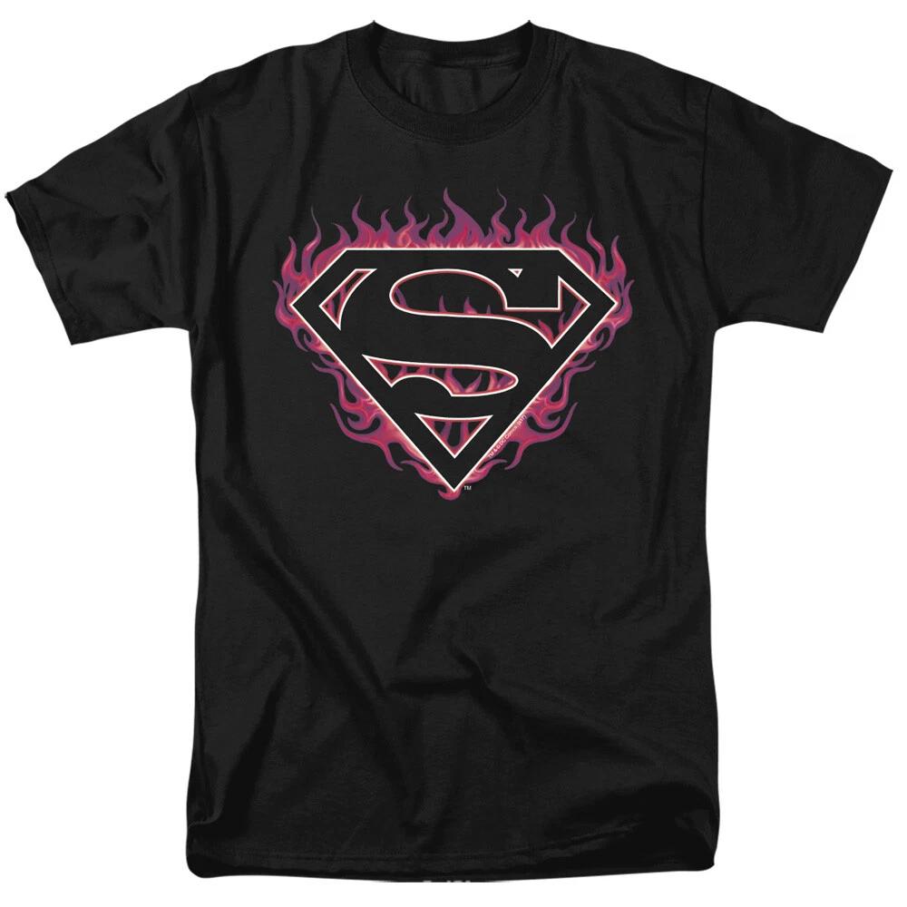 Superman  Fuchsia Flames Shield  T-Shirt - Regular or Tank - to 6X L