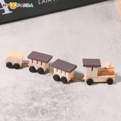 1:12 Dollhouse Miniature Wooden Train Mini Ornaments DIY Doll House Decoration Accessories Kid Pretend Play Toy