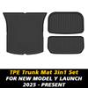 For New Tesla Model Y Launch 2025+ Juniper 2025+ TPE Floor Mats & Cargo Liner, All Weather Trunk Mats Floor Liner Backrest Mats