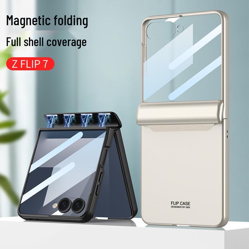 Samsung ZFlip7 Case: Ultra-Thin Foldable Screen Protector with Magnetic Adsorption - Full Coverage, Hard Shell Design.