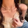 Vintage French Pearl Necklace Women's Niche Gentle Square Pendant Collarbone Chain Popular Match
