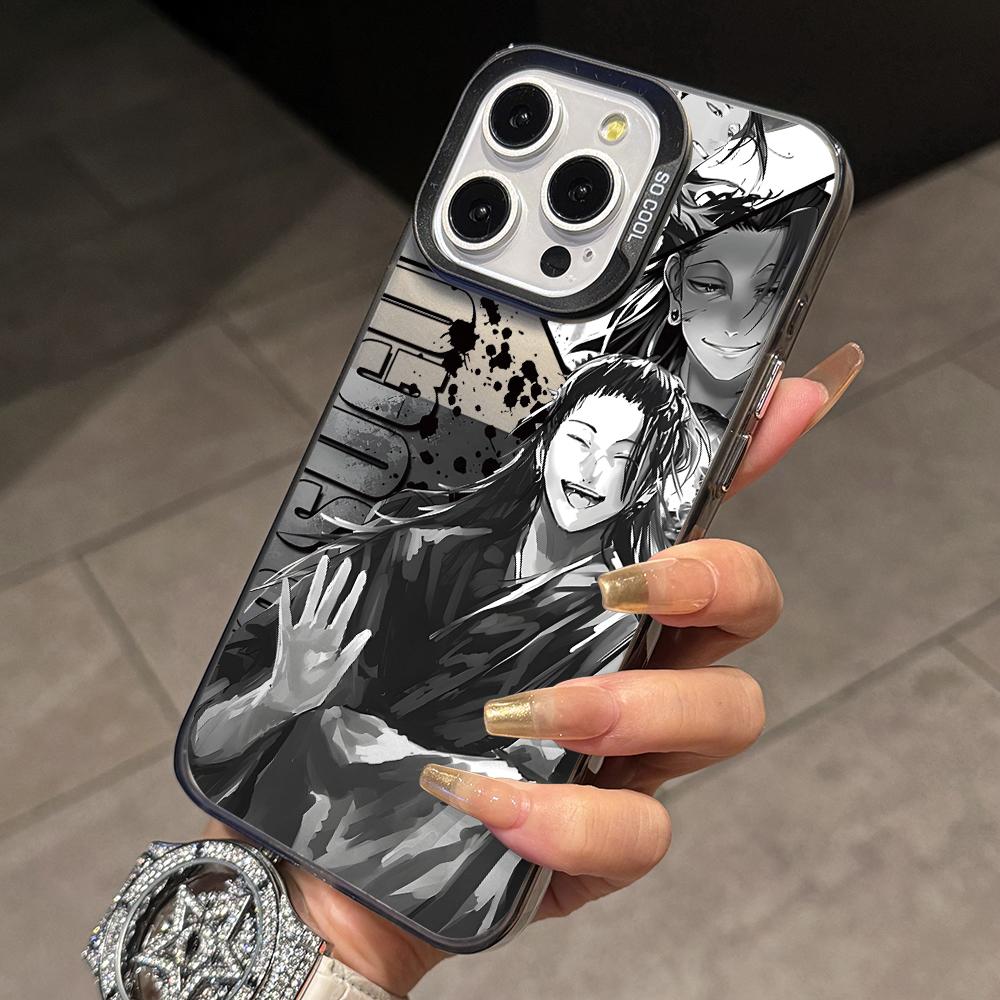 Jujutsu Kaisens Gojos Getos Phone Case for iPhone 17 Air 16 16e 15 14 Plus 13 12 11 Pro Max X Xs XR 8 Colorful Silver Hard Cover