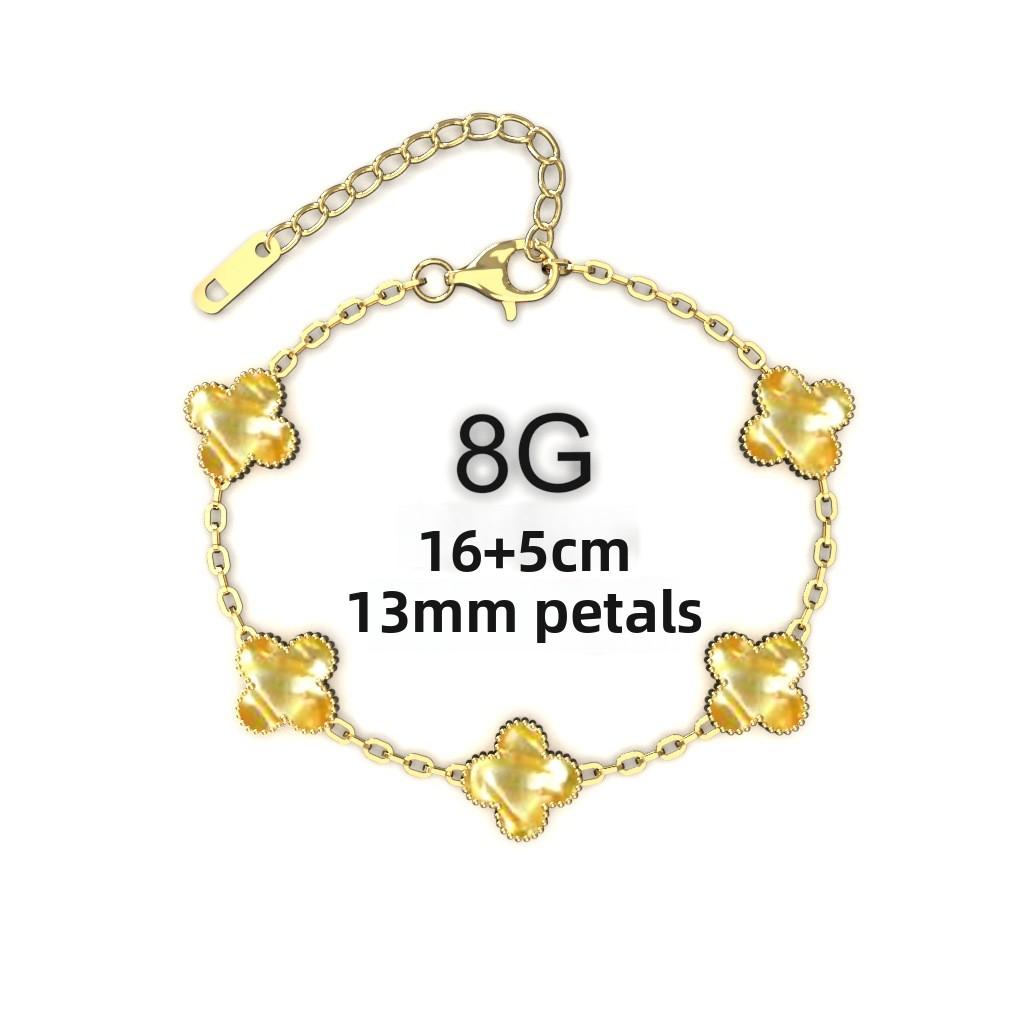 13MM Titanium Steel Four-leaf Clover Bracelet Small Fresh Fashion Petals 18K Does Not Lose Color Ladies Bracelet