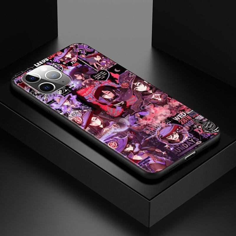 Genshin wpływ na Apple iPhone 13 12 11 SE XS XR X 7 8 6 5 S mini Plus Pro MAX 2020 miękki czarny futerał na telefon
