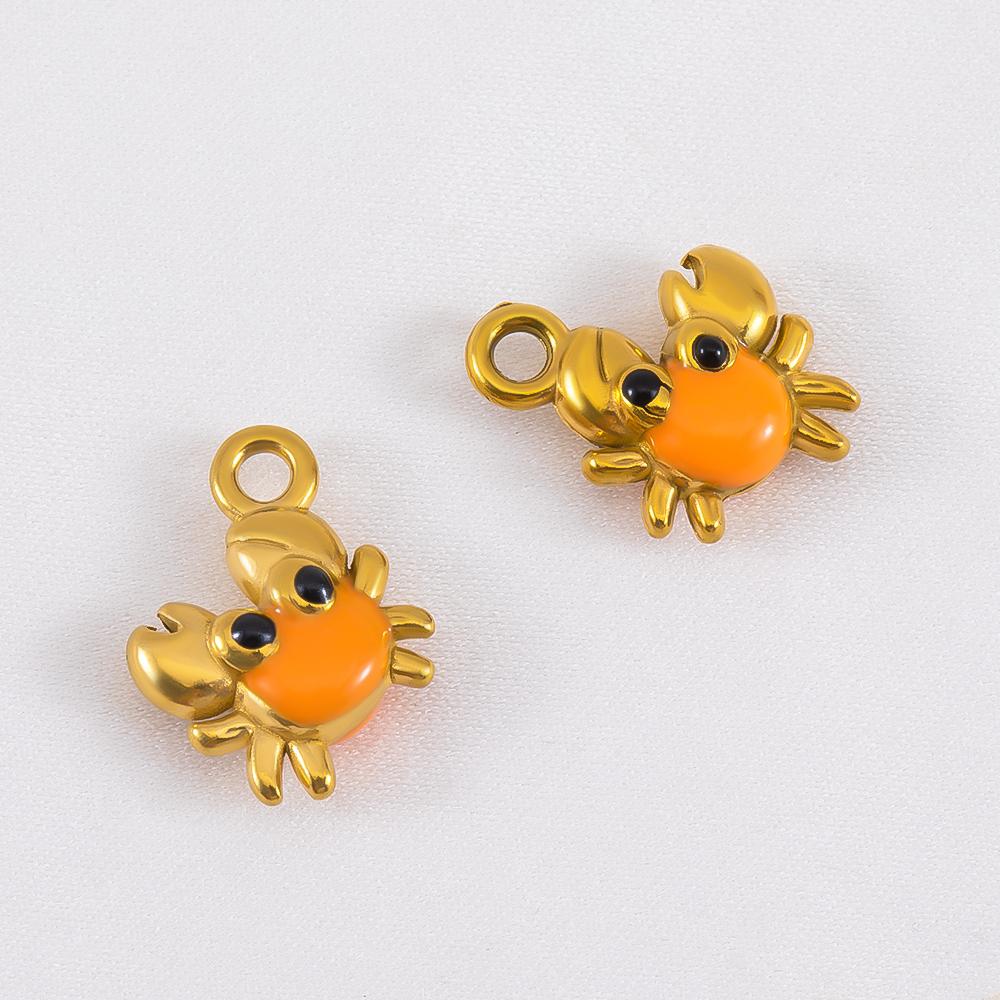 2pcs Cute Dripping Oil Crab Pendant Stainless Steel DIY Keychain Necklace Bracelet Accessories Trend Jewelry Making Accessories