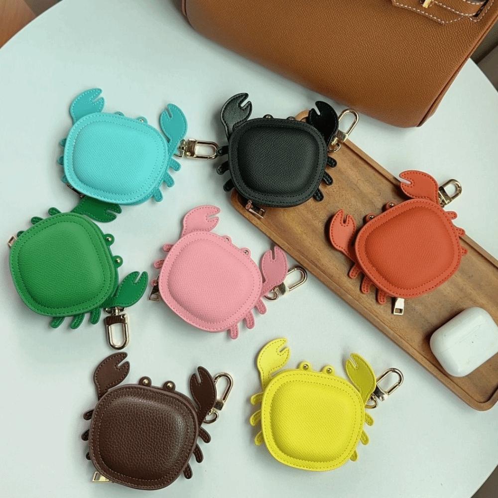 Cartoon Crab Coin Purse Keychain Zipper Small Purse Crab PU Leather Pendant Backpack Hanger Cute Earphone Bag Outdoor