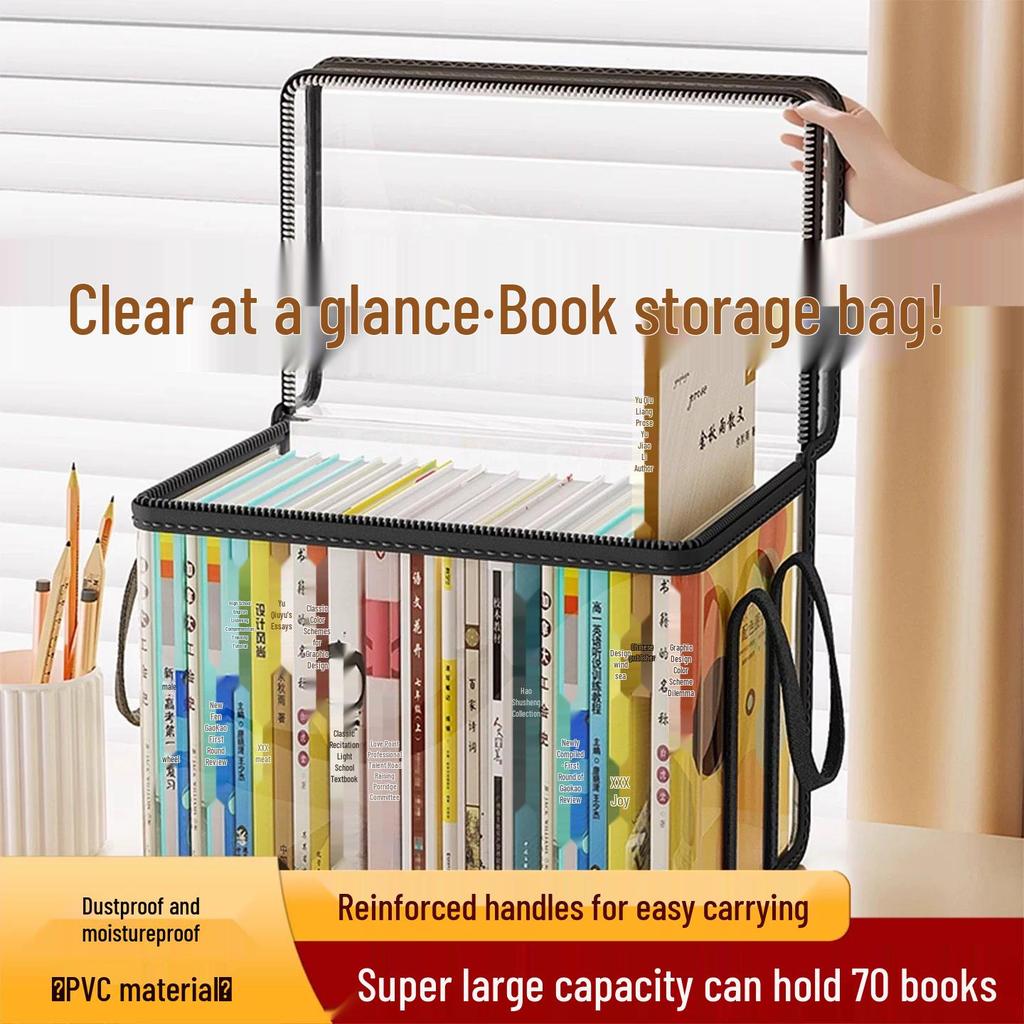 Transparent Book Storage Organizer: Dustproof & Moistureproof Bag for New & Old Books - Ideal for Classroom & Home Use