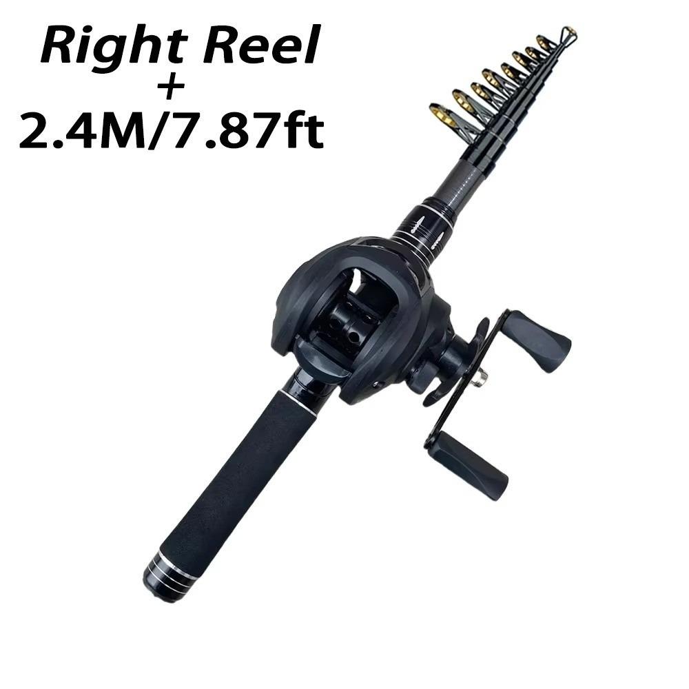 Carrete de Baitcasting Ultraligero Combo Caña de Pescar de Lanzamiento Largo para Viaje Caña de Pescar Mini Viaje