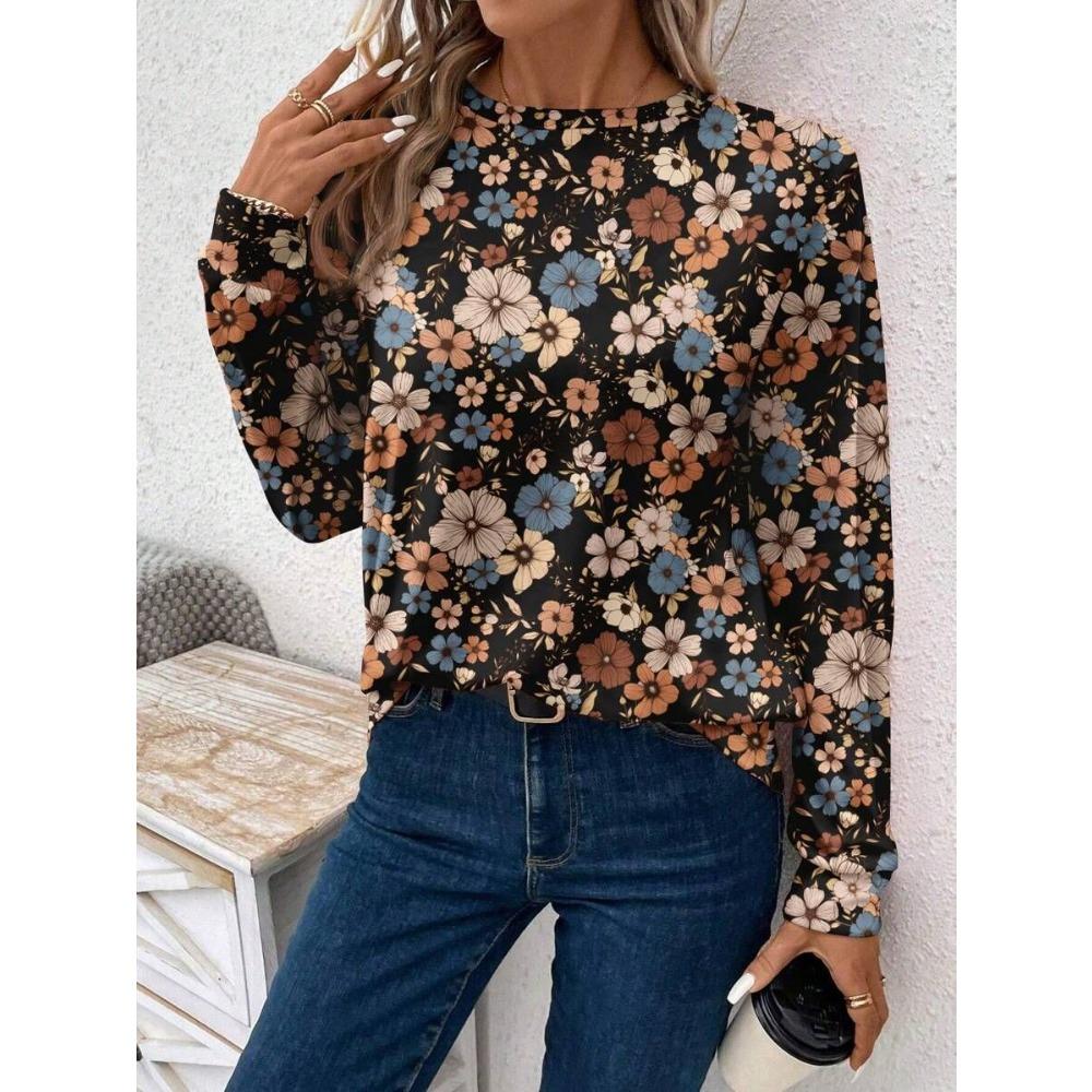 Женская круглая шея с длинным рукавом футболка, модная, повседневная и универсальная XS