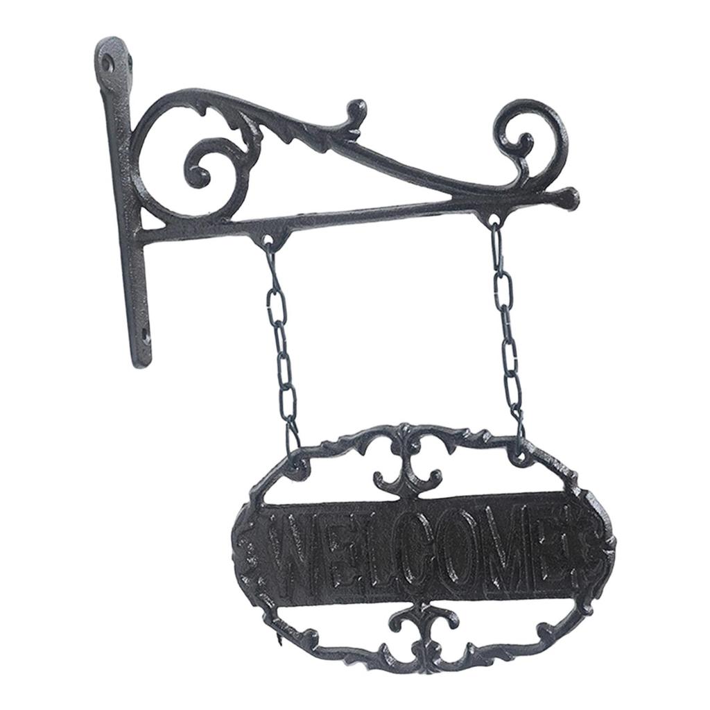 Hanging Iron Welcome Sign Plaque Durable Metal Wall Decoration for House Exterior Porch Bar Shop Door Plate