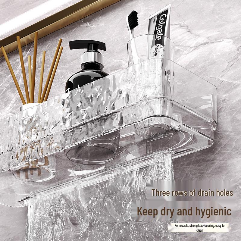 Wall-Mounted Bathroom Corner Shelf: Punch-Free Triangle Rack for Toilet Storage