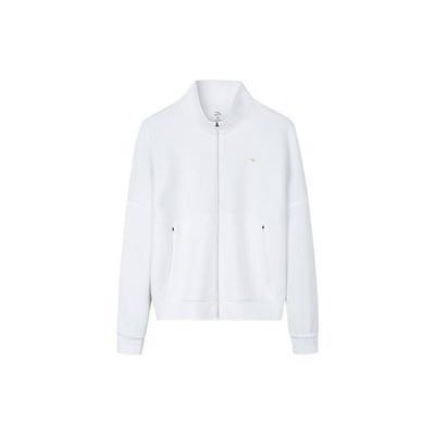 Plain Logo Print Zip Stand Collar Jacket Women Jacket White 162237724-1