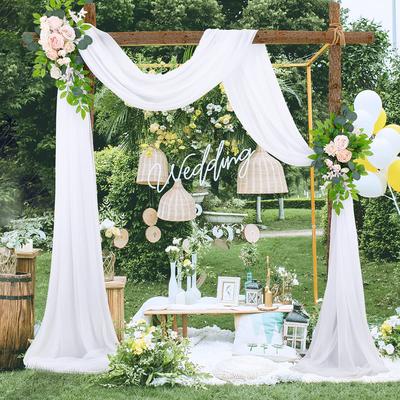 2pcs Chiffon Drape Fabric Panels for Wedding Arch Ceremony Reception Party Decorations Ceiling, engagement, stage