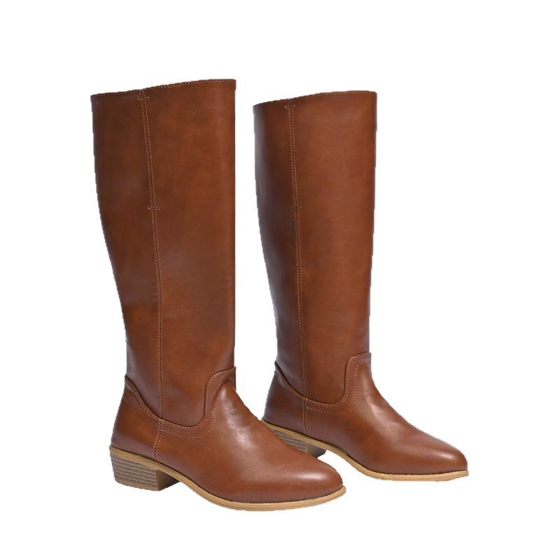 Retro Low-heeled Knight Boots 2025 Winter New British Style Sleeves Are No More Than Knee-length Boots for Women