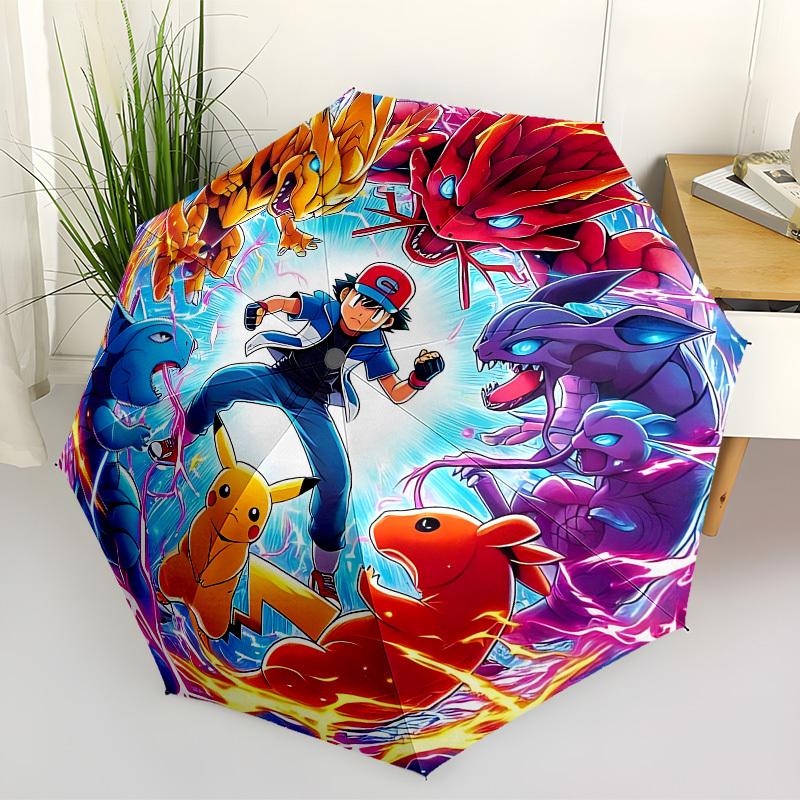 1PC Pokemon, Pikachu Automatic Folding Umbrella | Vibrant Motif & Compact Design for Everyone, On-the-Go Essential - Gift-Worthy Style yy250930036