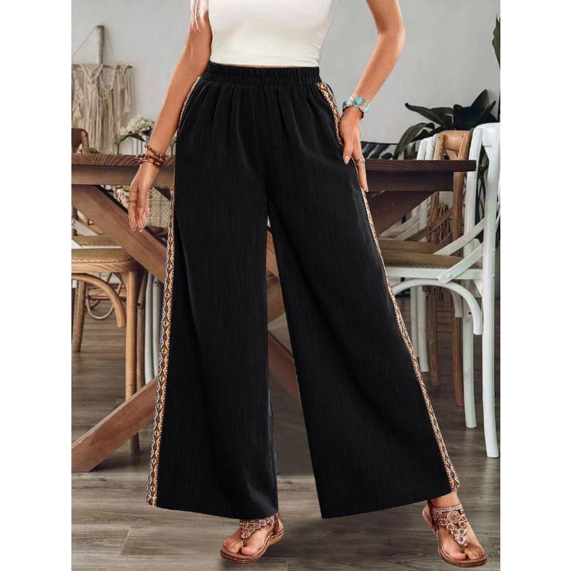 QICED Women's Fashion Casual Solid Color Print Pants & Capris