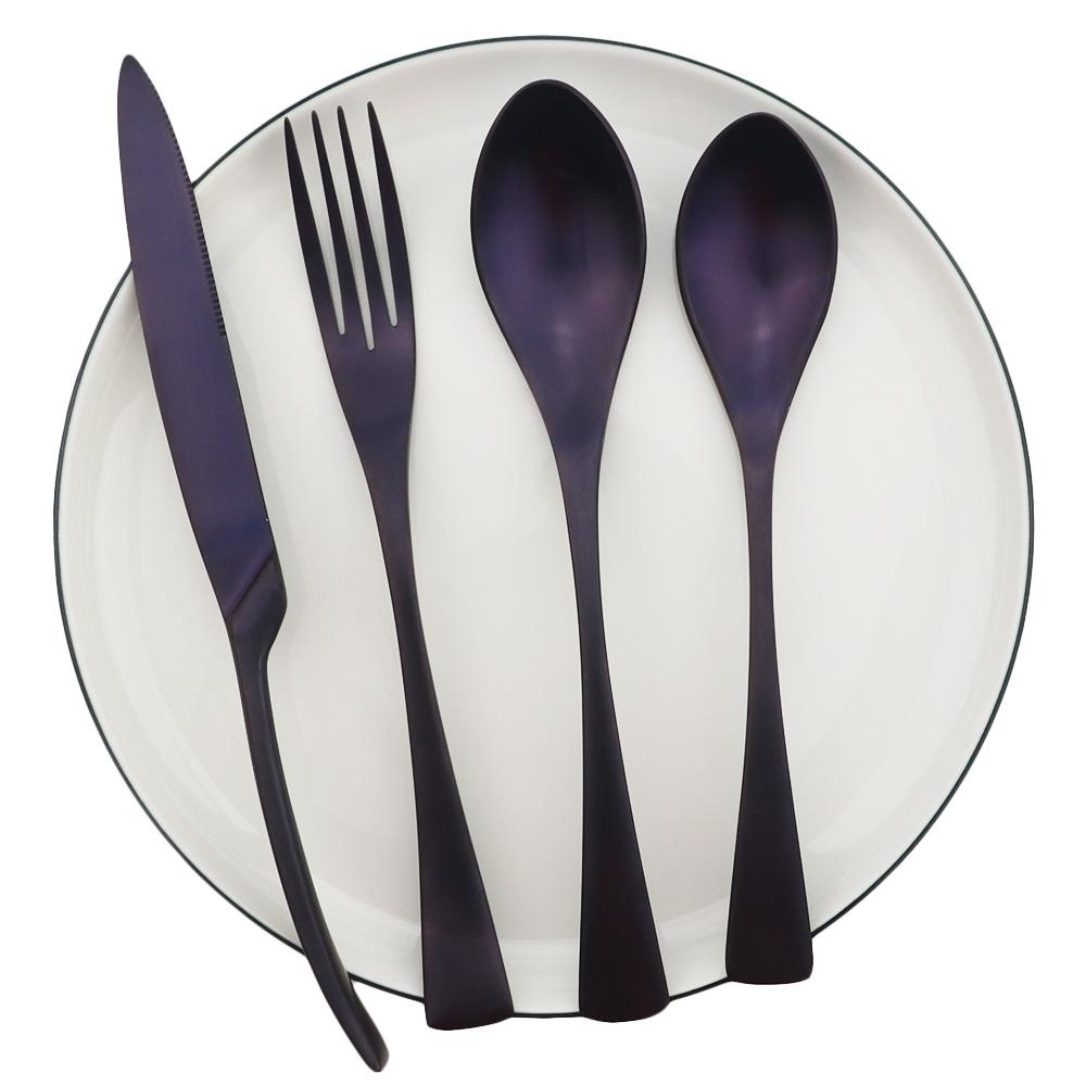 4pcs/set Western Tableware Set Stainless Steel Matte Cutlery Flatware Set Rose Gold Knife Fork Dessert Spoon Kitchen Dinnerware Set