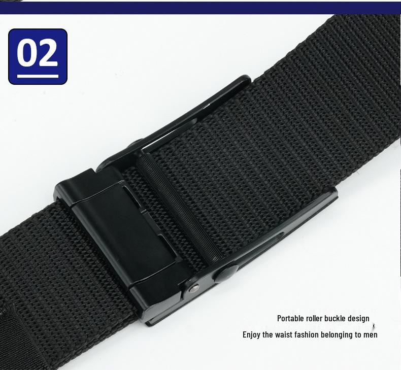 Men's No-Hole Canvas Belt with Automatic Buckle - Versatile Casual Jeans Nylon Leather Belt