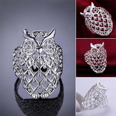 Anello da dito vuoto con gufo alla moda da donna, grazioso e carino, accessori di moda, regalo