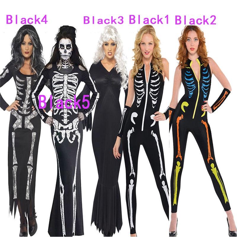 Plus Halloween Midnight Horror Vampire Skeleton Costume Long Fancy Dress Outfit For Spooky Events