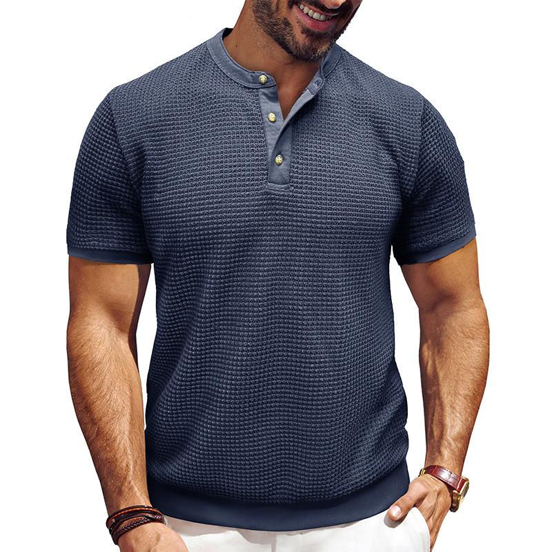 

Men’s Short Sleeve Textured Knit Henley Shirt S белый