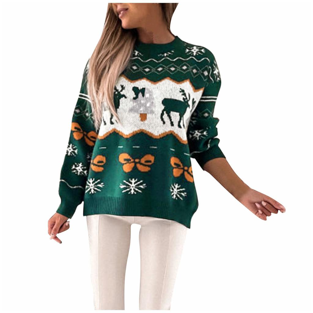 Women's Fashion Christmas Sweater Half Tall Neck Long Sleeve Sweater