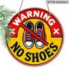 2D Flat, 1pc Round Warning No Shoes Aluminum Hanging Sign, Retro Red Yellow Remove Shoes Metal Wall Decor, Waterproof Door Sign for Home, Entryway