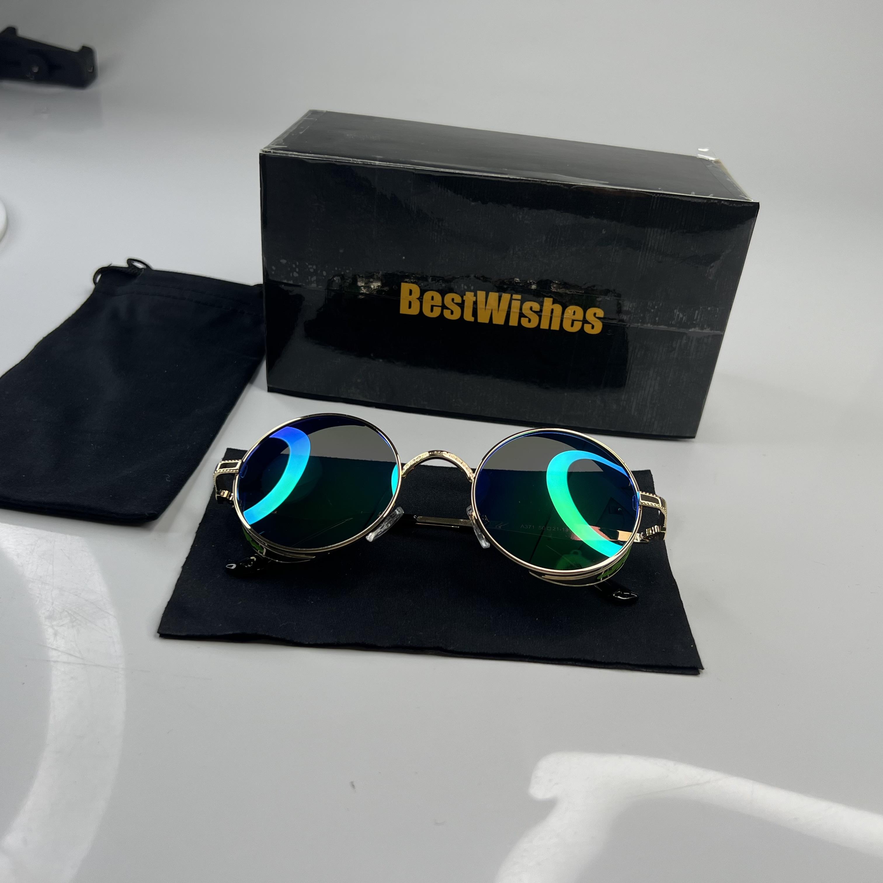 

BestWishes Унисекс Круглые солнцезащитные очки в большой оправе в стиле панк Спортивные поляризационные солнцезащитные очки для отдыха на открытом воздухе