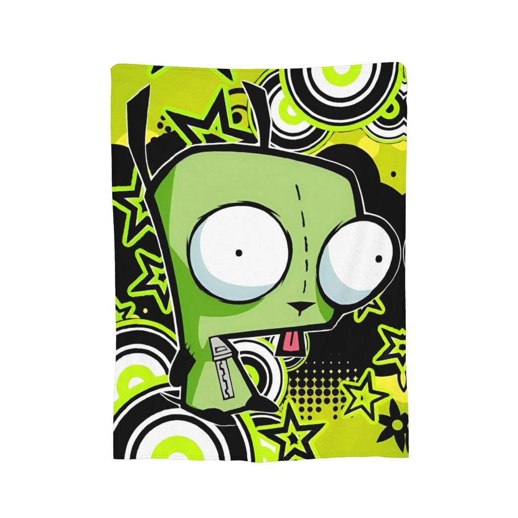 Invaders Zims Kawaii Cartoon Blanket Flannel Vintage Breathable Throw Blankets for Bedspread Summer,