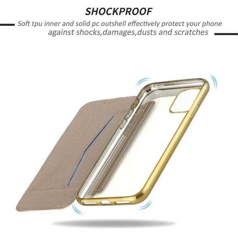 Carteira de Luxo Capa Flip para Celular para IPhone 16 Pro MAX 15 14 Plus 13 12 11 Couro X XR XS Max à Prova de Choque Capa Traseira Transparente