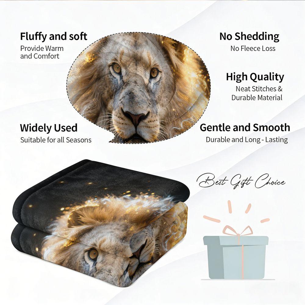 Lion Print Blanket Flannel Blanket Soft Throw Blanket For Sofa Bed Home Decor Creative Gift Blanket For Kids Adults
