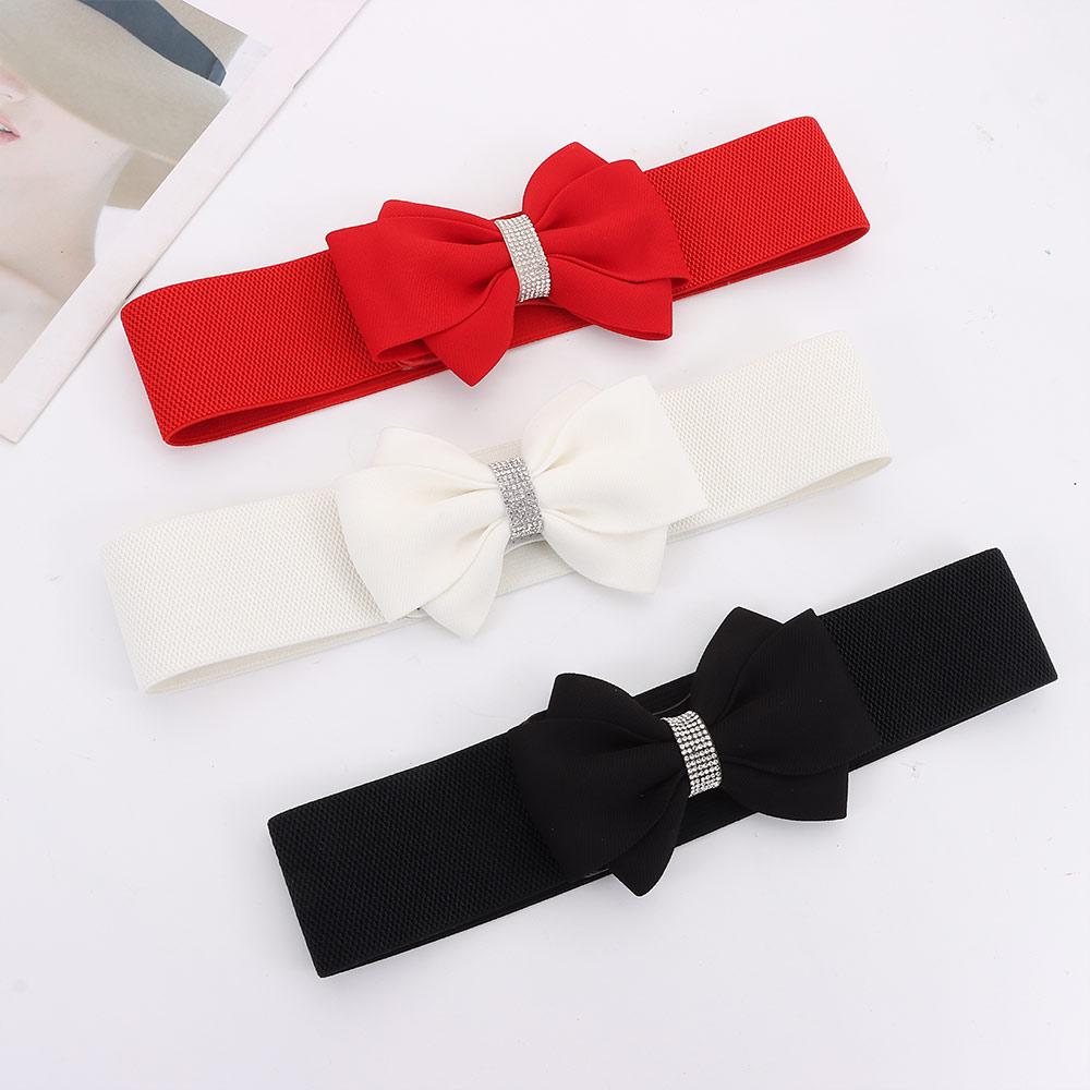 Adjustable Buckle Women's Elastic Wide Belt Plus Size Rhinestone Stretch Belt  for Dress Jeans