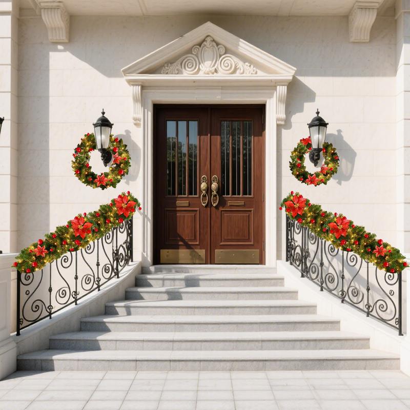 270cm Christmas LED Rattan Garland Decorative For Staircase Fireplace Christmas Decoration Xmas Tree Rattan Banner Home Pendant