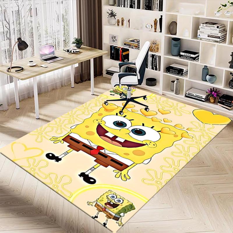 1 szt. Karcianka SpongeBob Kanciastoporty Antypoślizgowa Mata Podłogowa Poliestrowa do biura. Sypialni