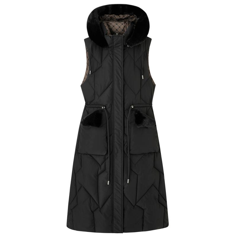 Fashion Winter Women's Long Warm Vest Hooded Faux Fur Collar Can Be Worn on Both Sides Thick Sleeveless Parkas Woman Jackets