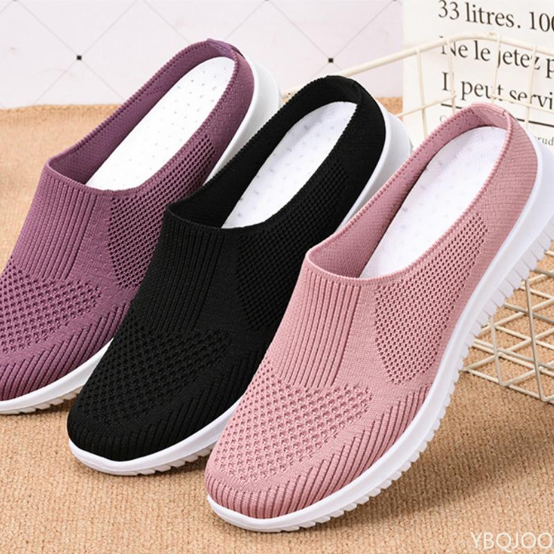 2025 New Women's Shoes Outdoor large sized Half slipper Casual breathable soft soled shoe Ladies Comfortable Mom Shoes Zapatos