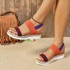 Fashion Fashion Mix Color Wedges Sandals Women Light Fabric Platform Sandals Woman Summer Plus Size 43 Thick Sole Non-Slip Sandalias