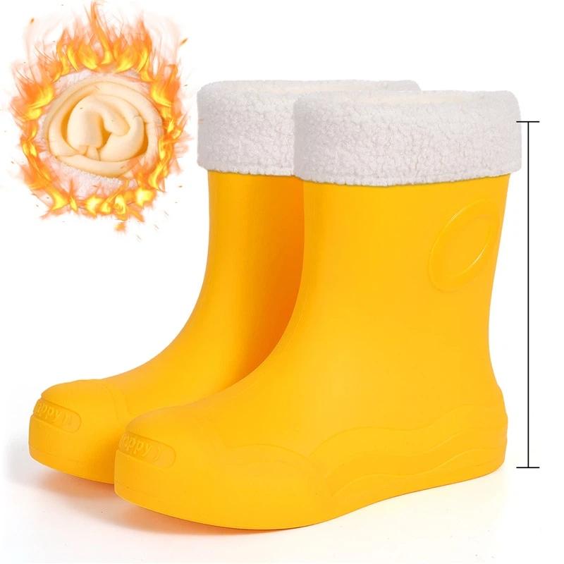 

Женская модная повседневная теплая нескользящая водонепроницаемая хлопковая межподошва дождевая обувь резиновая обувь 41-42 жёлтый