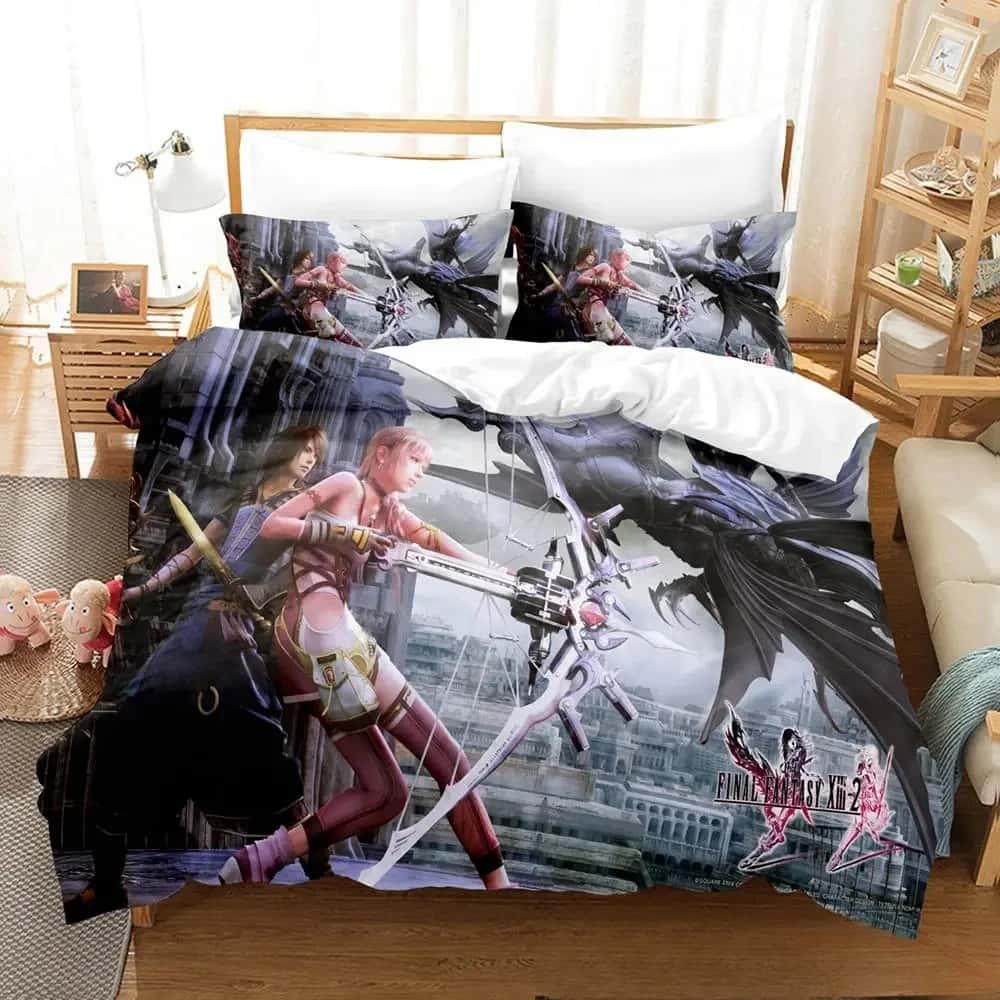 New 3D Printed Anime Game FINAL FANTASY XIII-2 Bedding Set Boys Girls Twin Queen King Size Duvet Cover Pillowcase Bed Boys Adult