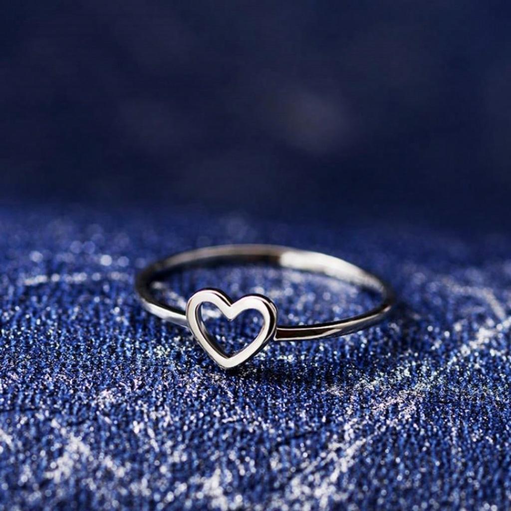 Minimalist Hollow Heart Ring, Copper Ring