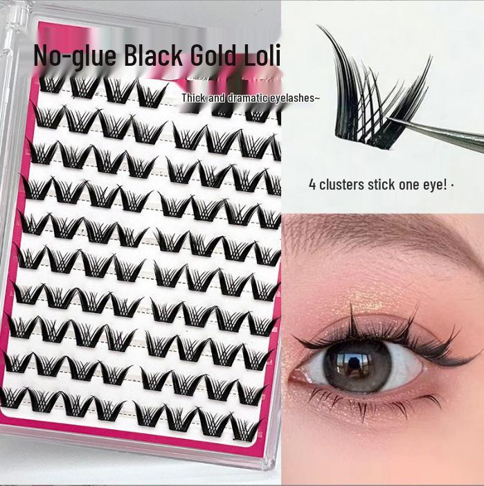 Ying Lier Natural Cluster Fox-Eye Eyelashes - Beginner-Friendly and Glue-Free